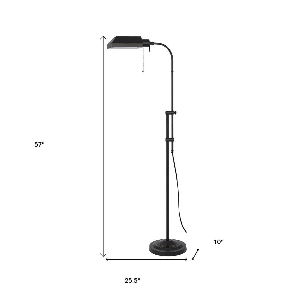 57" Bronze Metal Adjustable Floor Lamp With Bronze Metal Square Shade HomeRoots