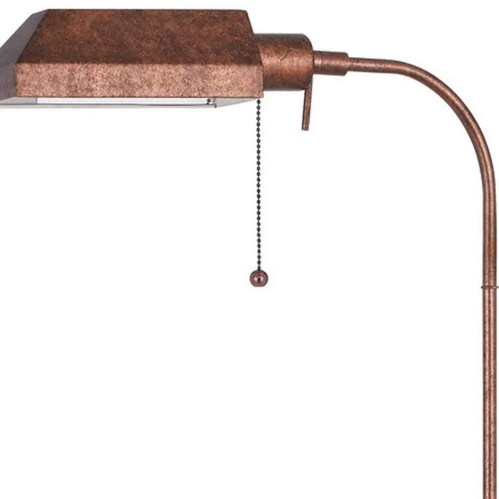 57" Rusted Adjustable Traditional Shaped Floor Lamp With Rust Square Shade HomeRoots