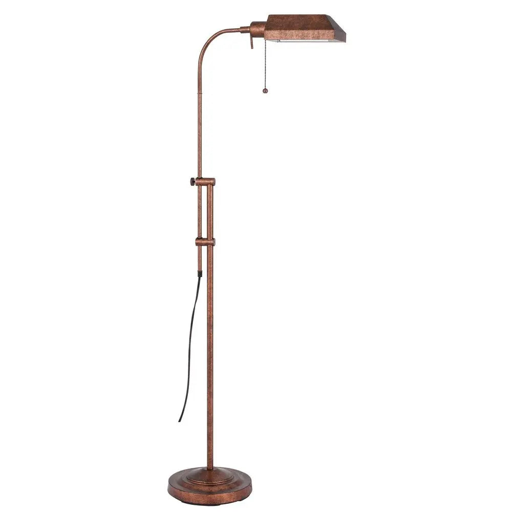 57" Rusted Adjustable Traditional Shaped Floor Lamp With Rust Square Shade HomeRoots