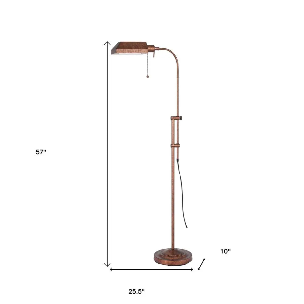 57" Rusted Adjustable Traditional Shaped Floor Lamp With Rust Square Shade HomeRoots