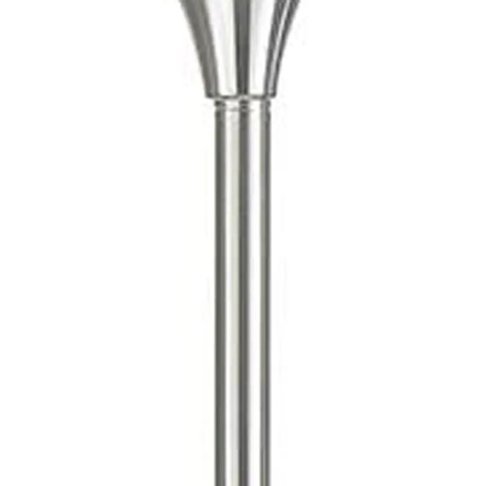 70" Nickel Metal Torchiere Floor Lamp With White Glass Dome Shade HomeRoots