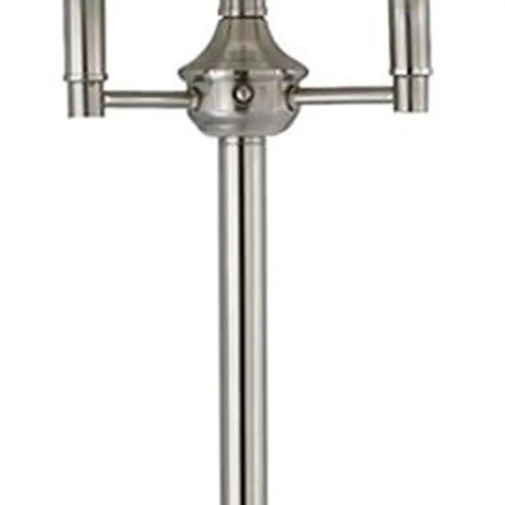 62" Nickel Four Light Traditional Shaped Floor Lamp With White Square Shade HomeRoots