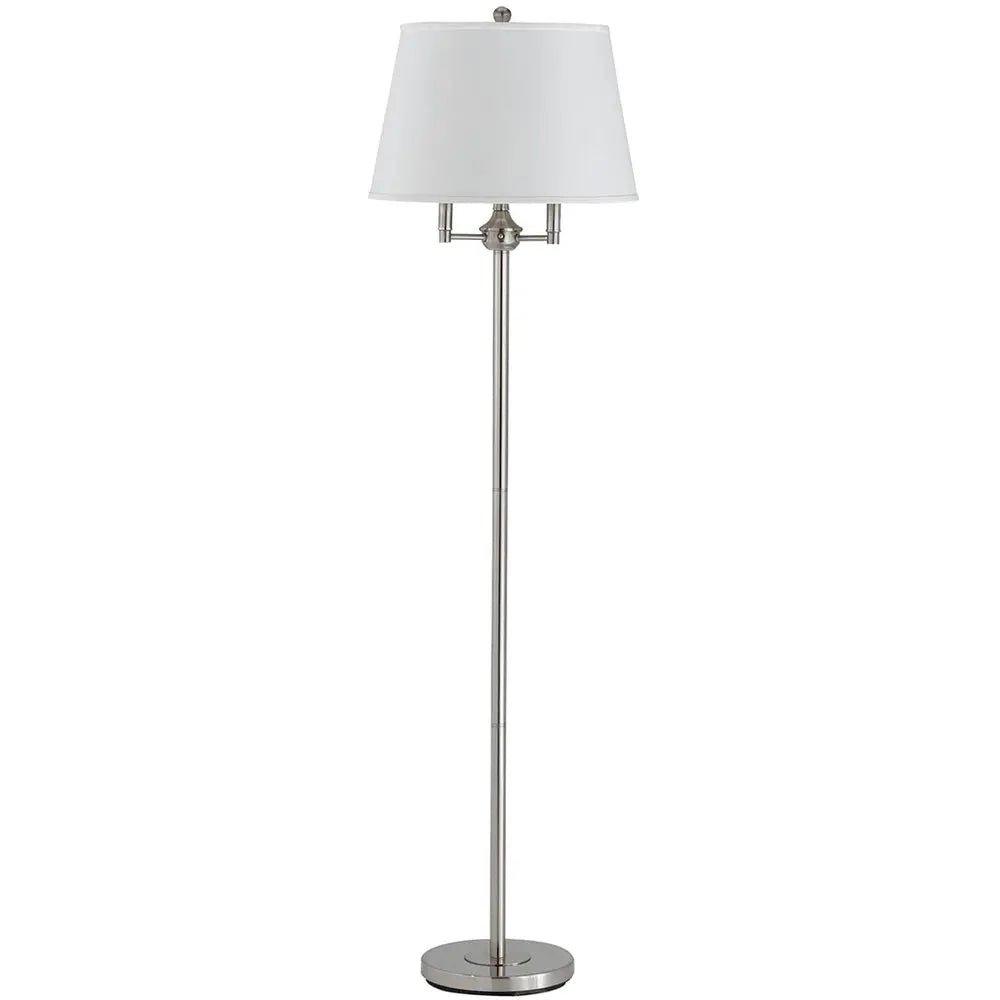 62" Nickel Four Light Traditional Shaped Floor Lamp With White Square Shade HomeRoots