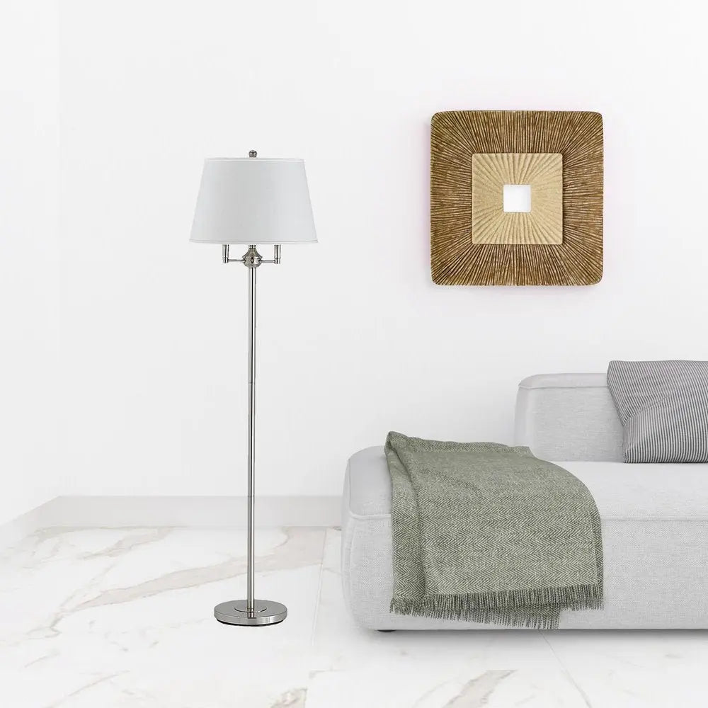 62" Nickel Four Light Traditional Shaped Floor Lamp With White Square Shade HomeRoots