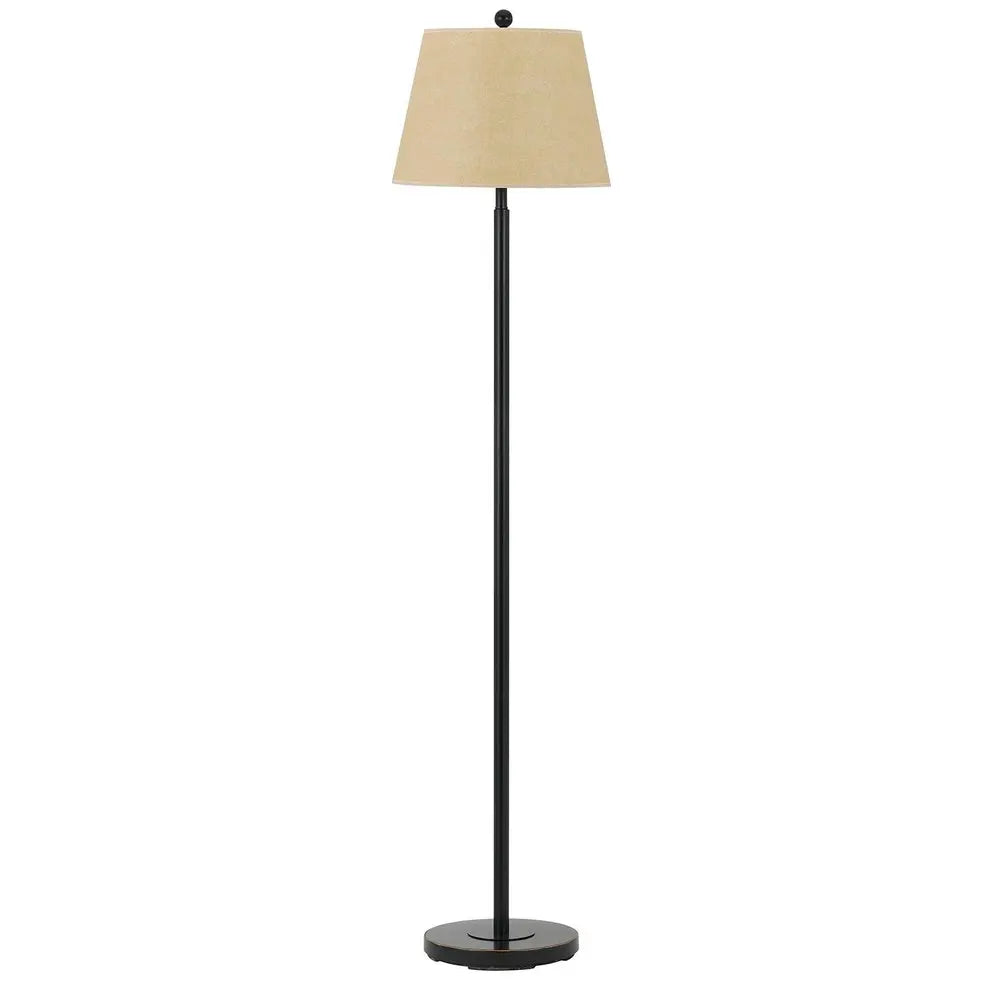 60" Bronze Traditional Shaped Floor Lamp With Tan Square Shade HomeRoots