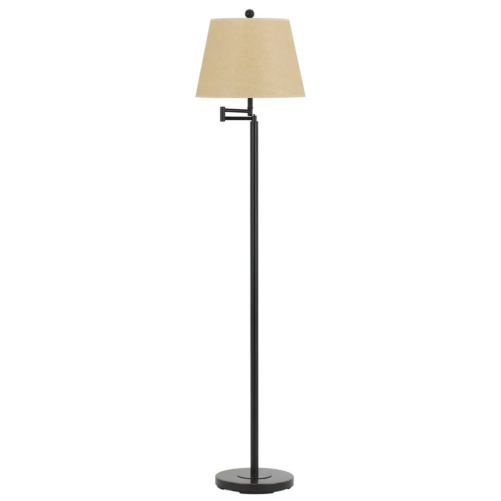 60" Bronze Swing Arm Floor Lamp With White Square Shade HomeRoots