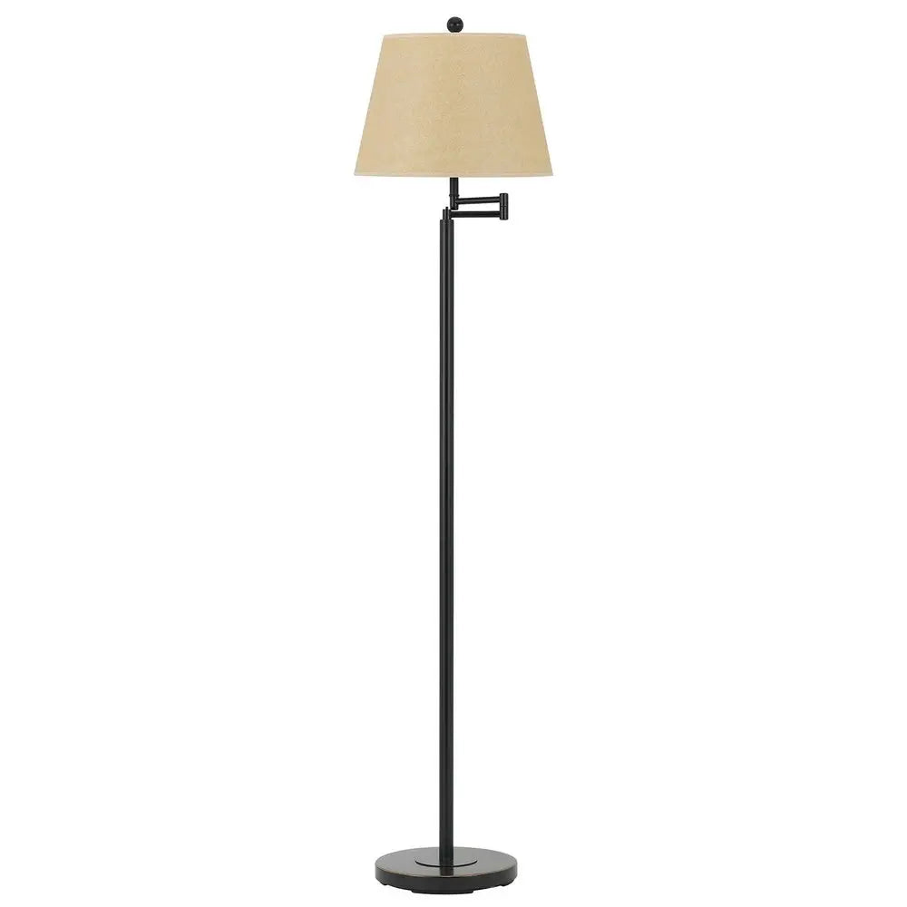 60" Bronze Swing Arm Floor Lamp With White Square Shade HomeRoots