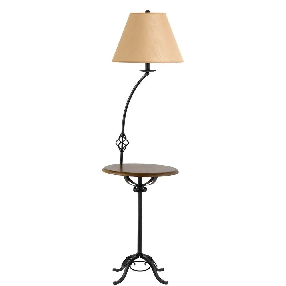 62" Black Tray Table Floor Lamp With Brown Empire Shade HomeRoots