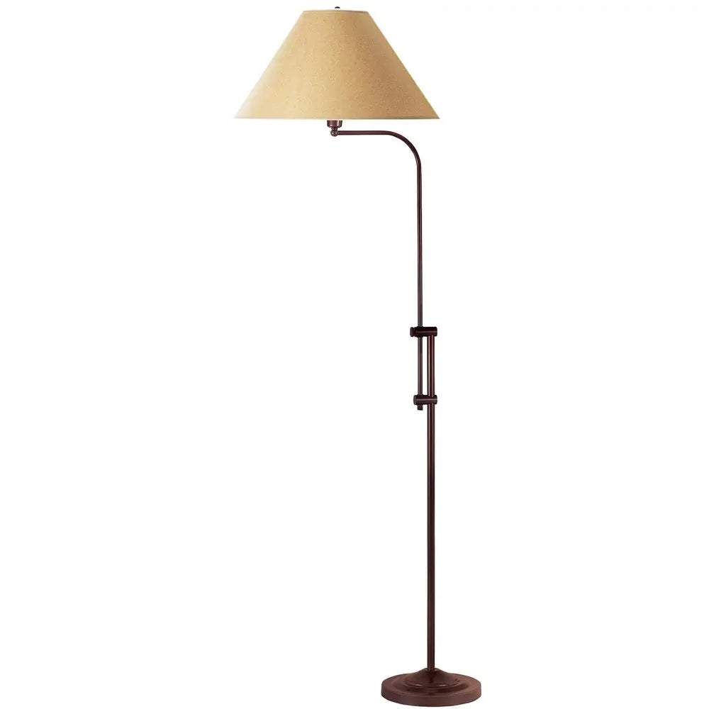 68" Rusted Adjustable Traditional Shaped Floor Lamp With Brown Empire Shade HomeRoots