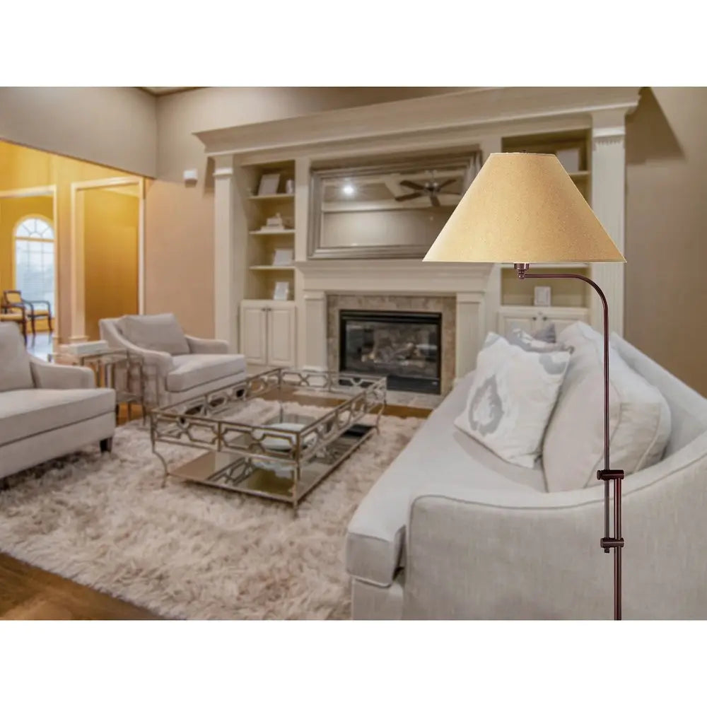 68" Rusted Adjustable Traditional Shaped Floor Lamp With Brown Empire Shade HomeRoots