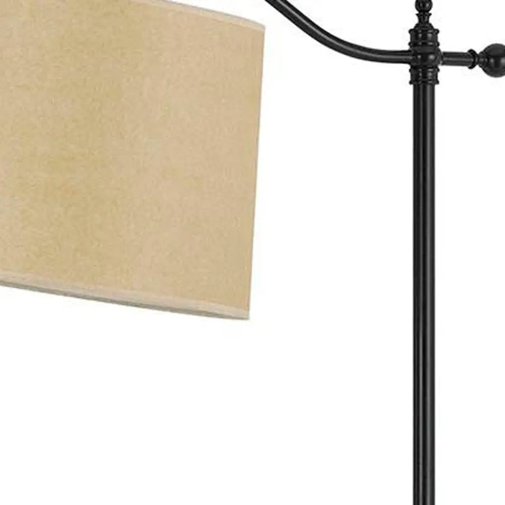63" Bronze Metal Adjustable Floor Lamp With Tan Paper Square Shade HomeRoots