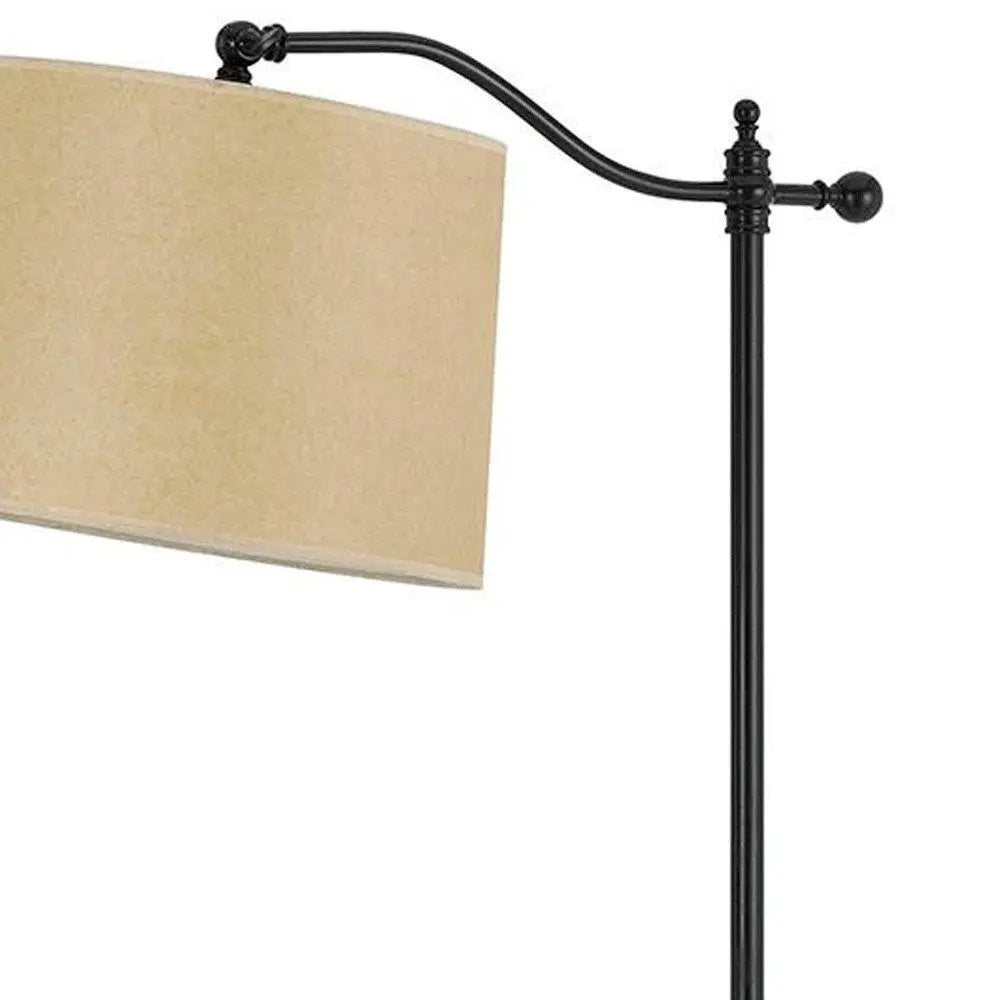 63" Bronze Metal Adjustable Floor Lamp With Tan Paper Square Shade HomeRoots