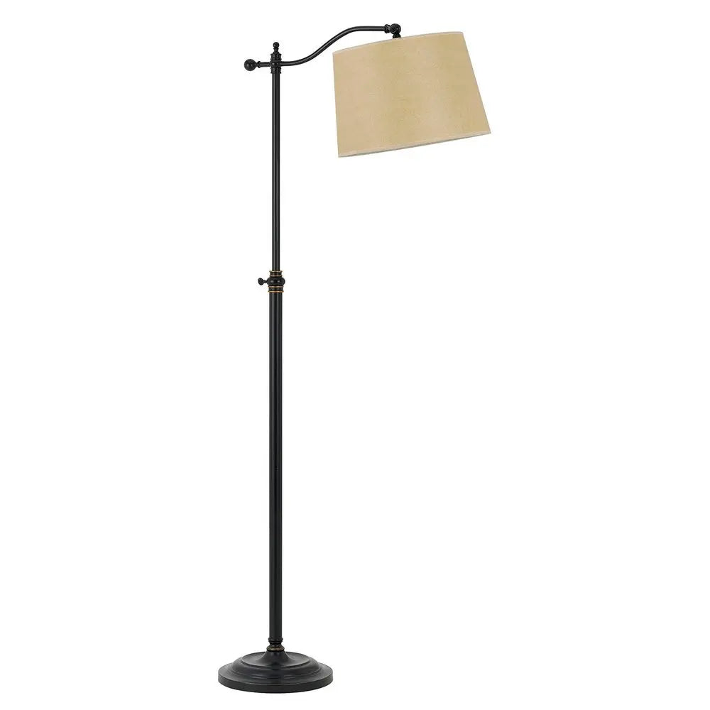 63" Bronze Metal Adjustable Floor Lamp With Tan Paper Square Shade HomeRoots