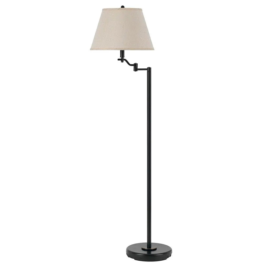 60" Bronze Swing Arm Floor Lamp With Beige Fabric Empire Shade HomeRoots