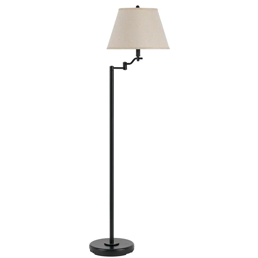 60" Bronze Swing Arm Floor Lamp With Beige Fabric Empire Shade HomeRoots
