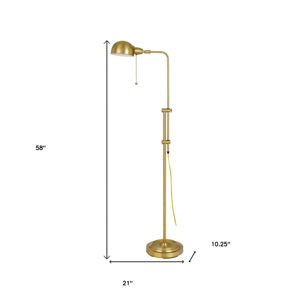 58" Brass Adjustable Floor Lamp With Bronze Dome Shade HomeRoots