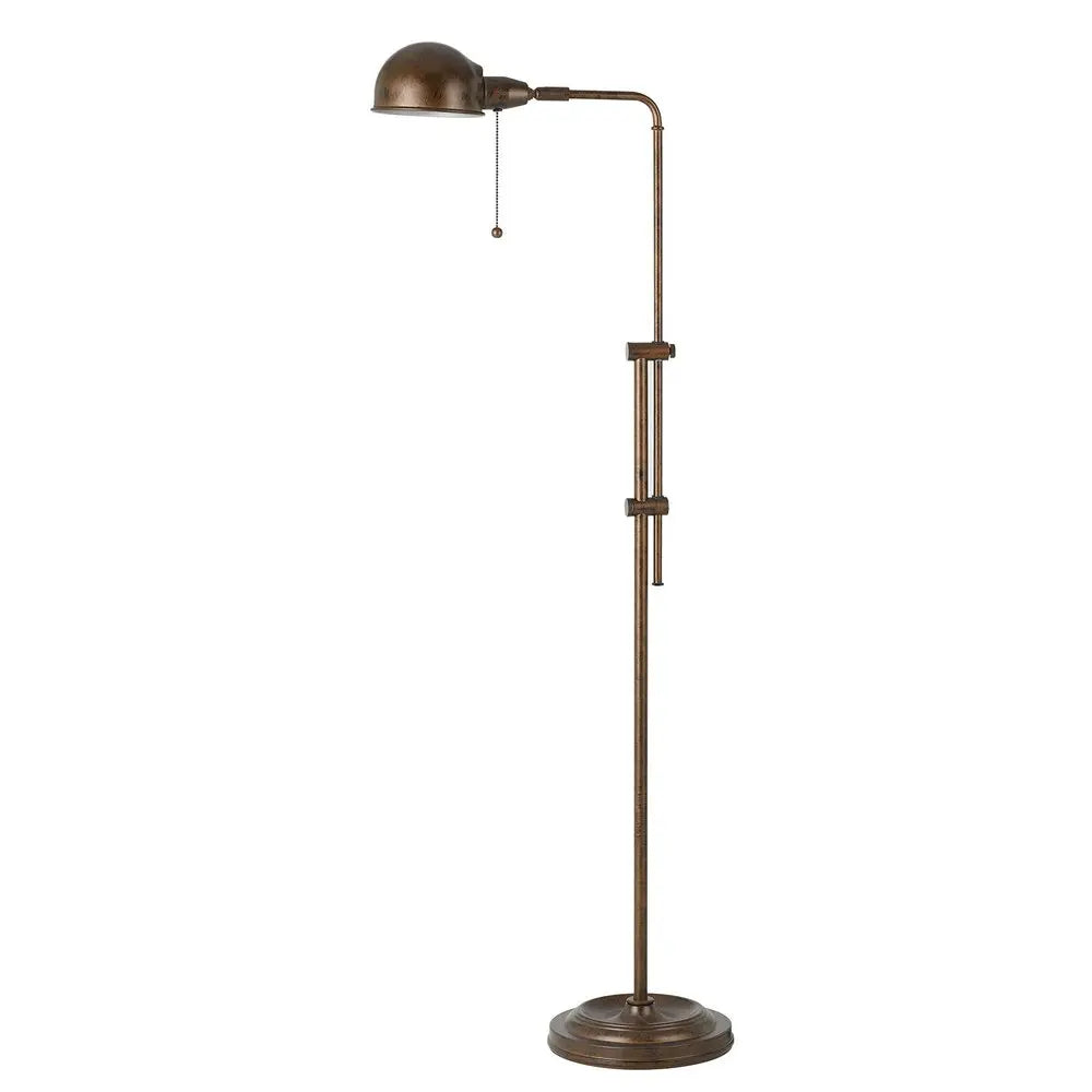 58" Rust Metal Adjustable Swing Arm Floor Lamp With Rust Metal Dome Shade HomeRoots