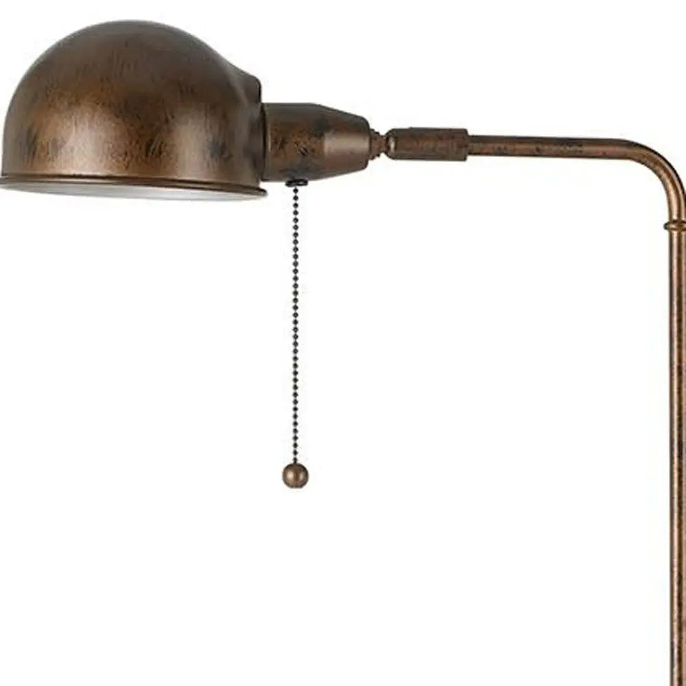 58" Rust Metal Adjustable Swing Arm Floor Lamp With Rust Metal Dome Shade HomeRoots