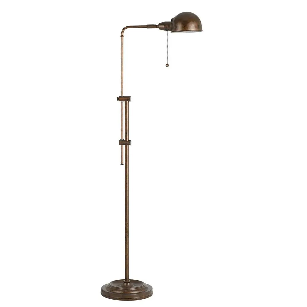 58" Rust Metal Adjustable Swing Arm Floor Lamp With Rust Metal Dome Shade HomeRoots
