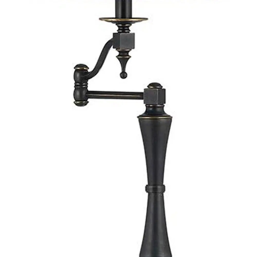 61" Bronze Swing Arm Floor Lamp With Brown Square Shade HomeRoots