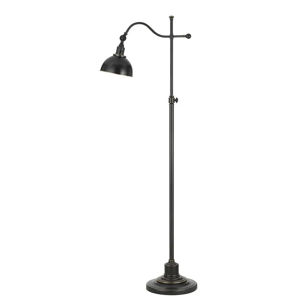 60" Bronze Adjustable Traditional Shaped Floor Lamp With Black Dome Shade HomeRoots