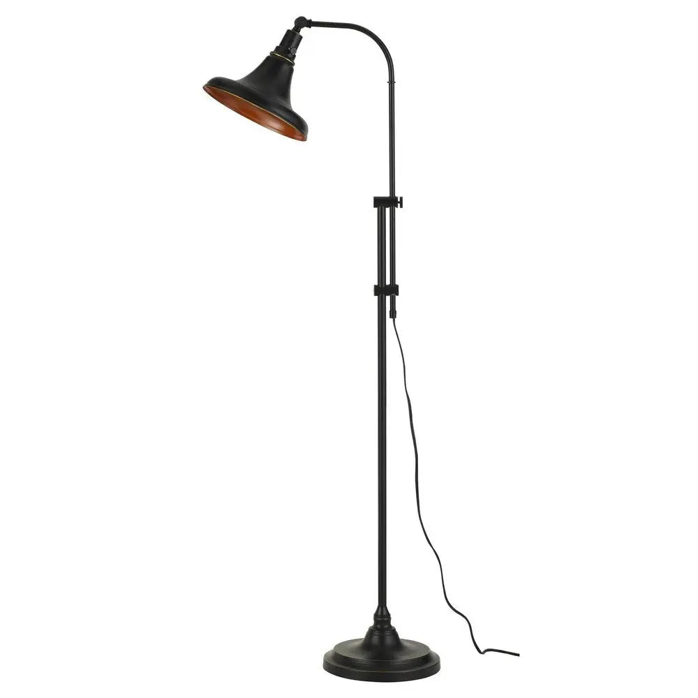 58" Bronze Metal Adjustable Floor Lamp With Bronze Metal Dome Shade HomeRoots