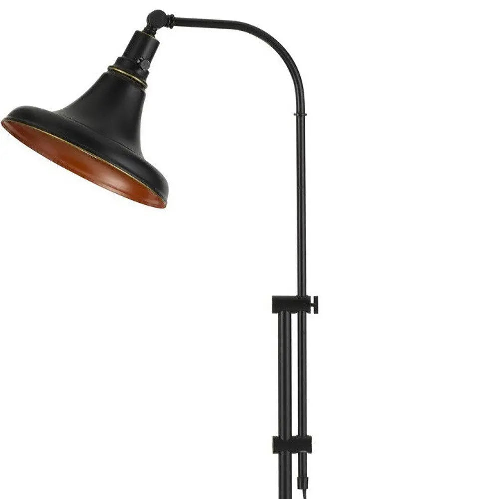 58" Bronze Metal Adjustable Floor Lamp With Bronze Metal Dome Shade HomeRoots