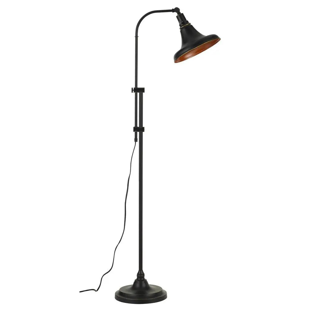 58" Bronze Metal Adjustable Floor Lamp With Bronze Metal Dome Shade HomeRoots