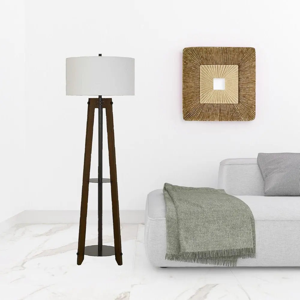 65" Brown Tripod Floor Lamp With White Rectangular Shade HomeRoots