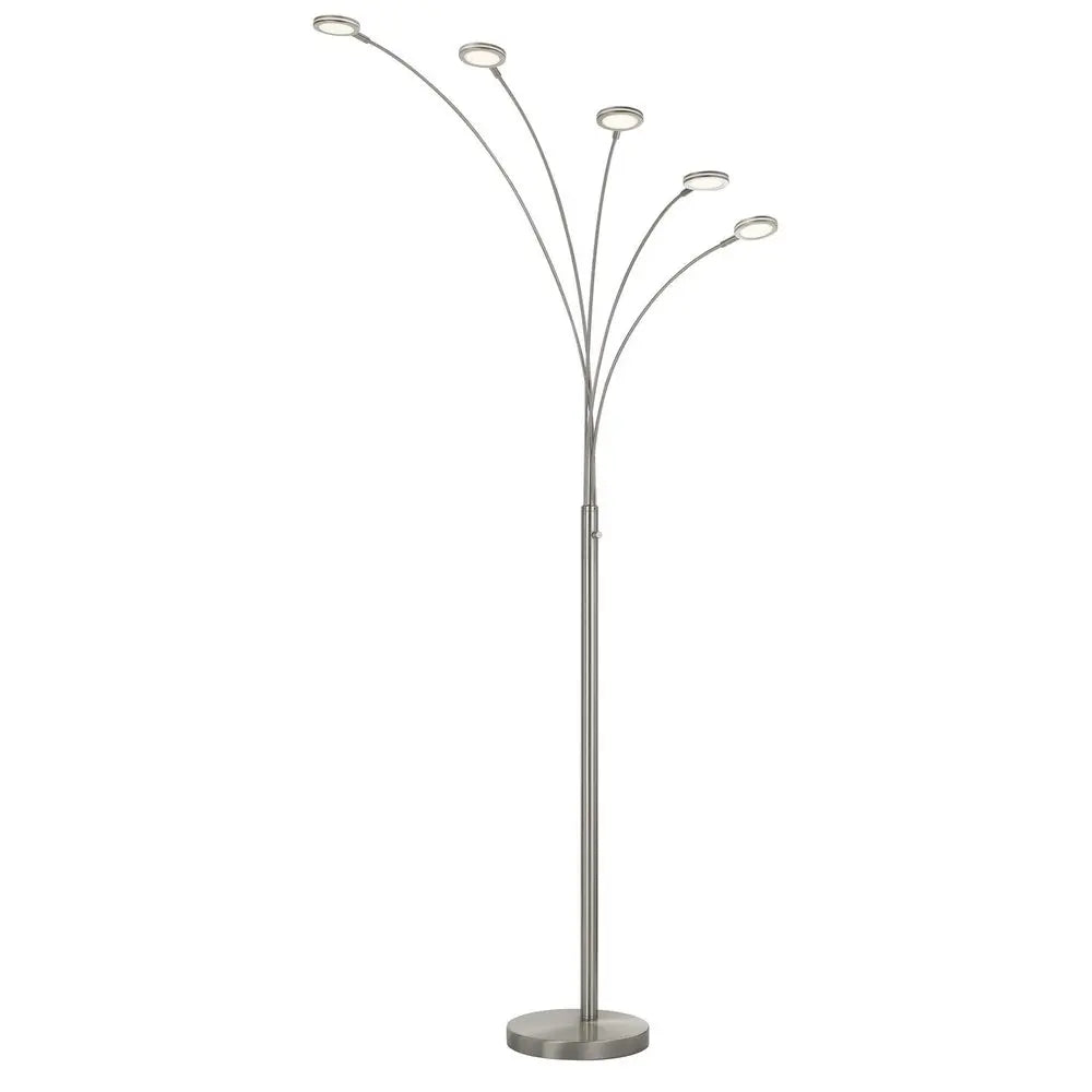 72" Nickel Five Light Led Arc Floor Lamp HomeRoots