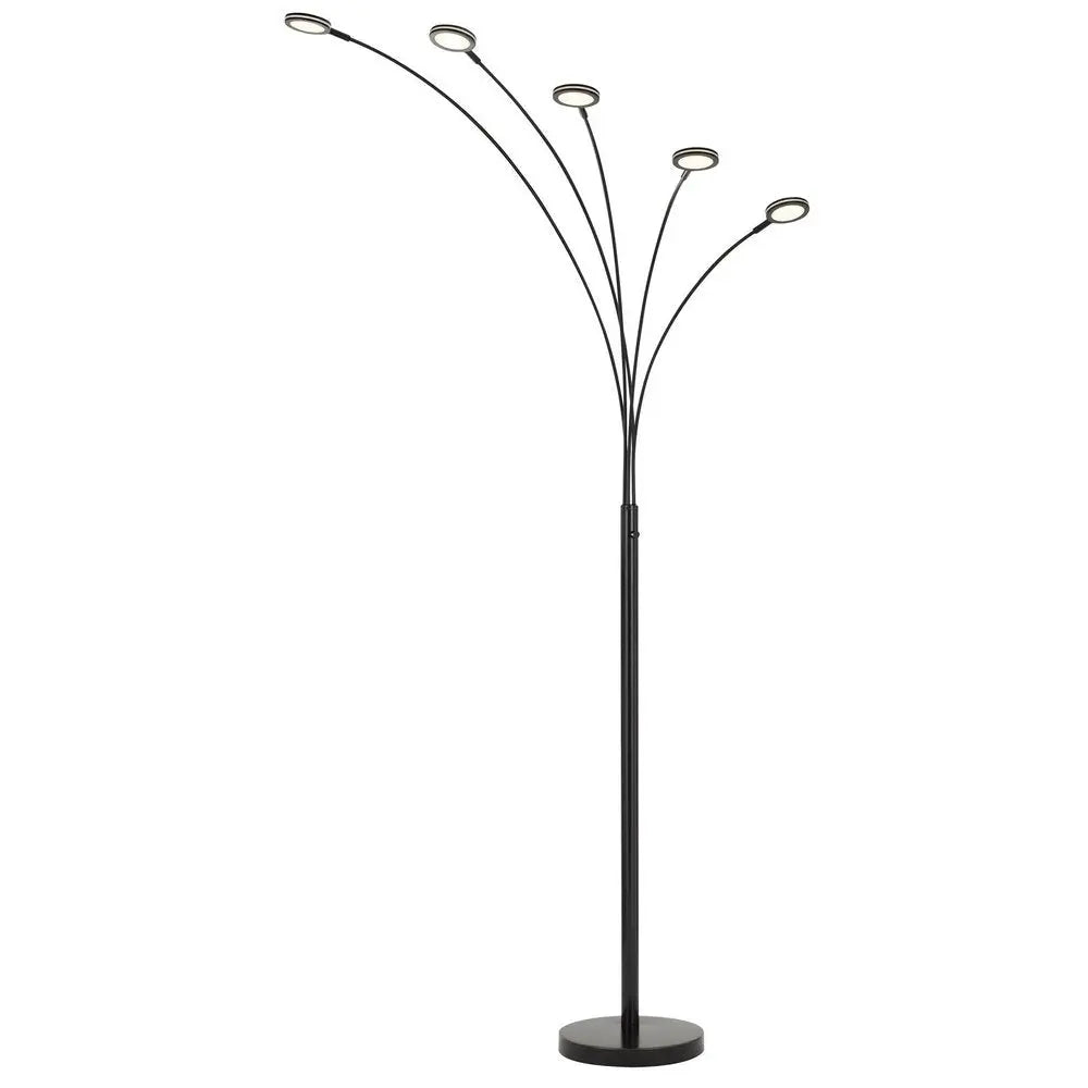 72" Bronze Five Light LED Arc Floor Lamp HomeRoots