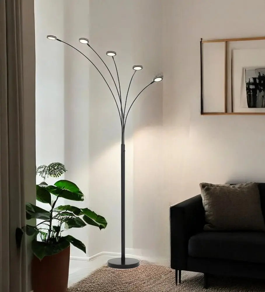 72" Bronze Five Light LED Arc Floor Lamp HomeRoots