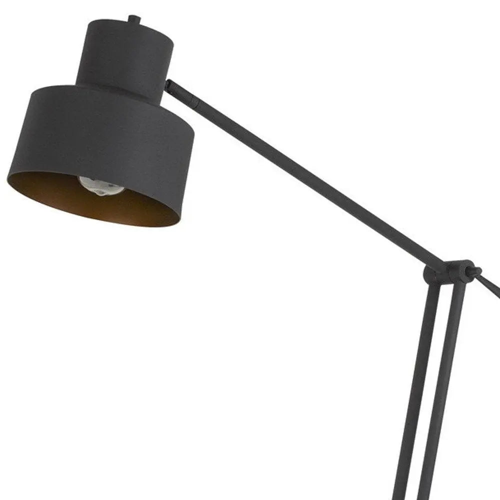 65" Black Adjustable Traditional Shaped Floor Lamp With Black Dome Shade HomeRoots