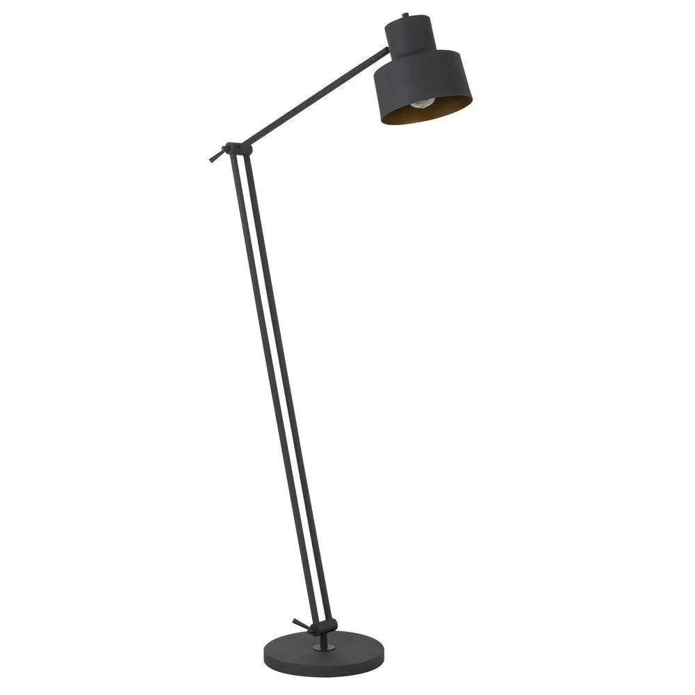 65" Black Adjustable Traditional Shaped Floor Lamp With Black Dome Shade HomeRoots