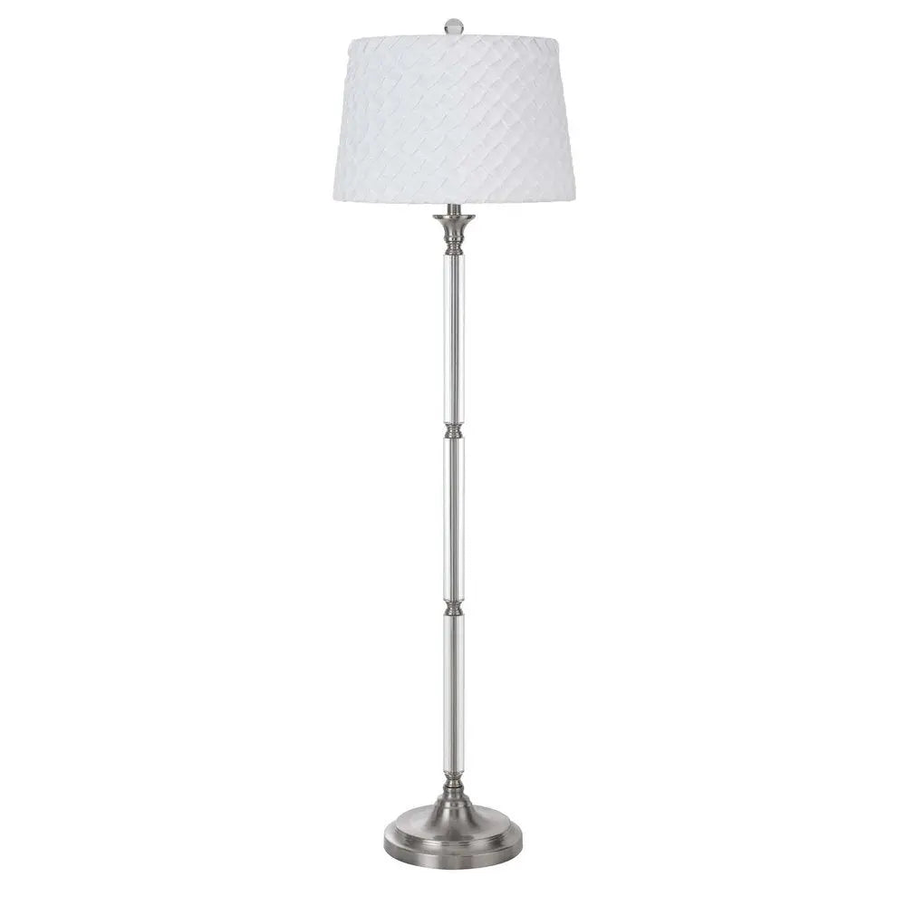 60" Nickel Traditional Shaped Floor Lamp With White Square Shade HomeRoots