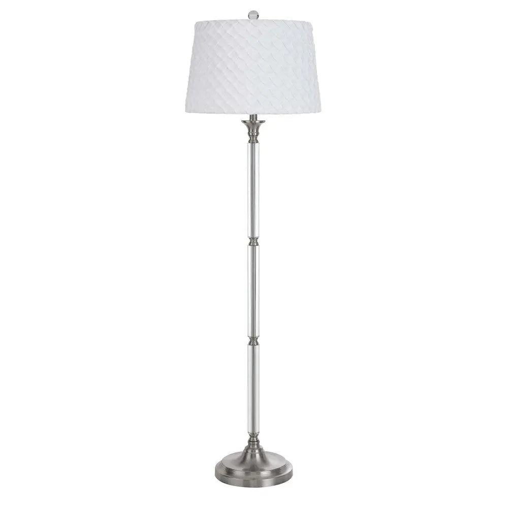 60" Nickel Traditional Shaped Floor Lamp With White Square Shade HomeRoots