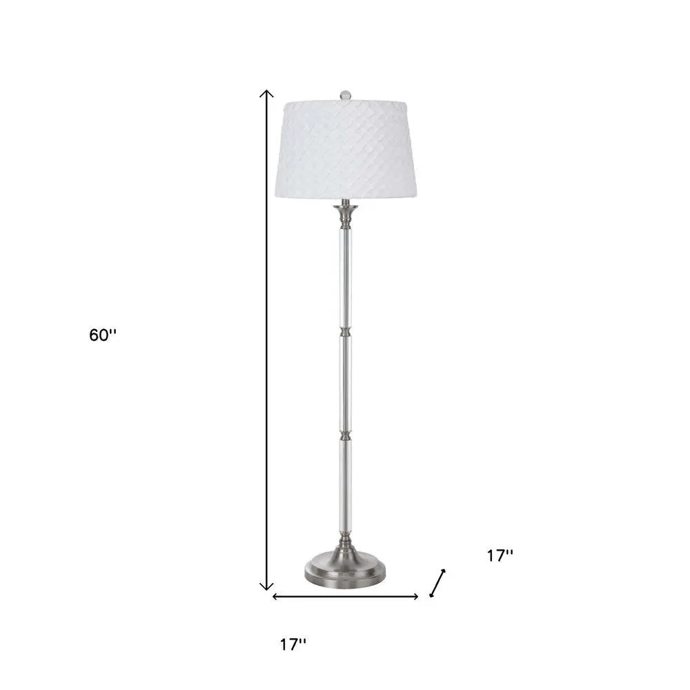 60" Nickel Traditional Shaped Floor Lamp With White Square Shade HomeRoots