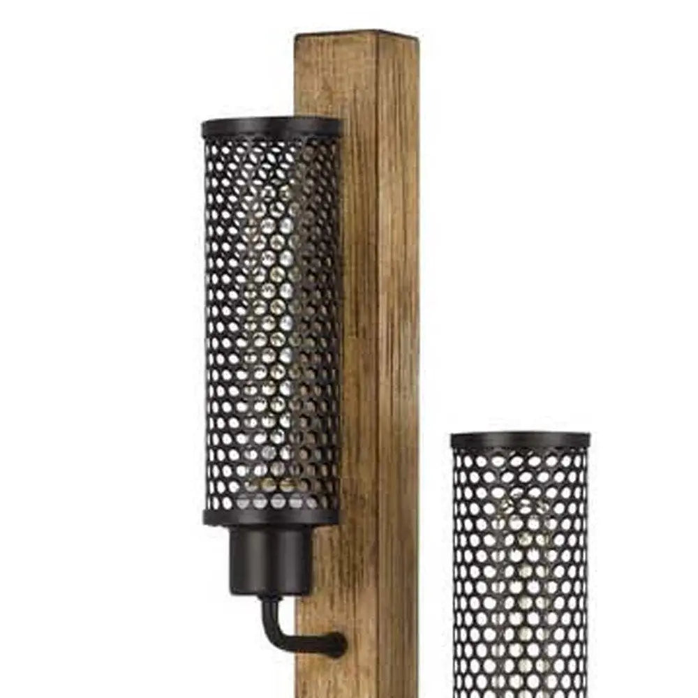 61" Brown Three Light Traditional Shaped Floor Lamp With Black Novelty Shade HomeRoots