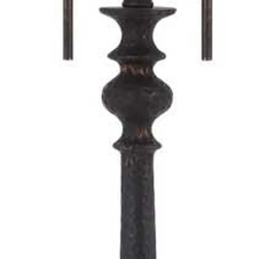 63" Rust Two Light Floor Lamp With Beige Fabric Square Shade HomeRoots