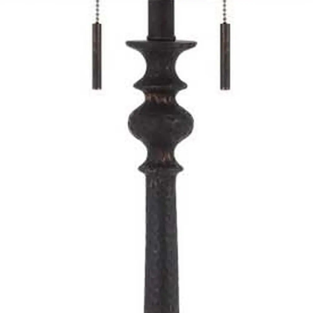 63" Rust Two Light Floor Lamp With Beige Fabric Square Shade HomeRoots