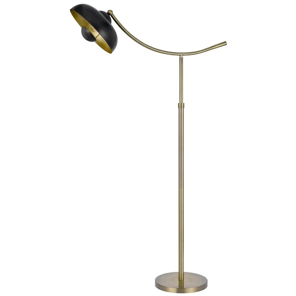 66" Bronze Adjustable Arc Floor Lamp With Bronze Dome Shade HomeRoots