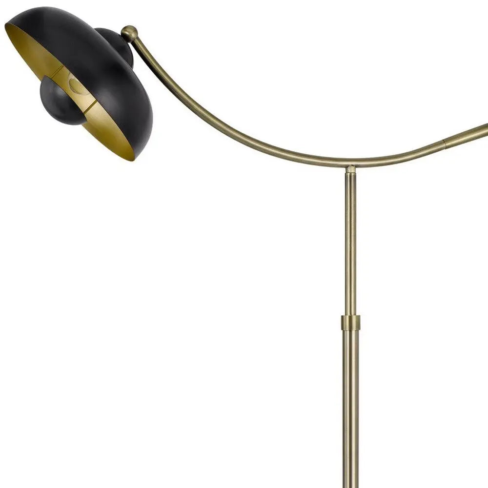 66" Bronze Adjustable Arc Floor Lamp With Bronze Dome Shade HomeRoots