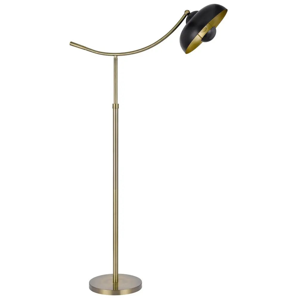 66" Bronze Adjustable Arc Floor Lamp With Bronze Dome Shade HomeRoots