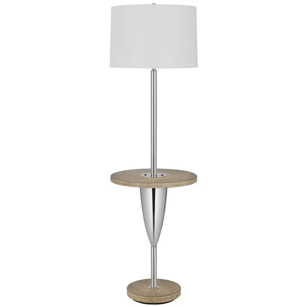 61" Chrome Tray Table Floor Lamp With White Square Shade HomeRoots