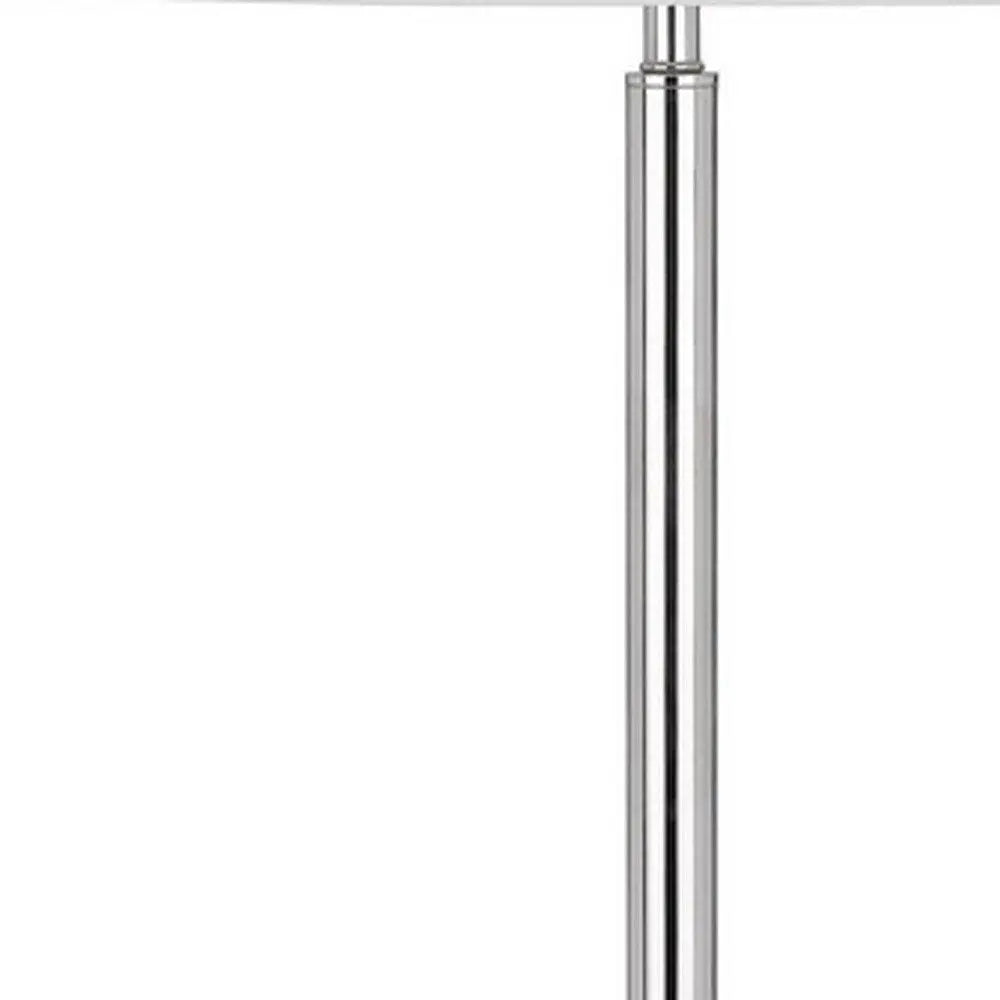 61" Chrome Tray Table Floor Lamp With White Transparent Glass Square Shade HomeRoots