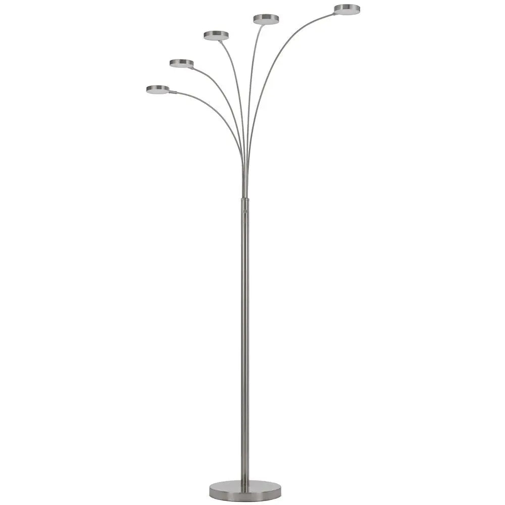 82" Nickel Five Light Led Arc Floor Lamp HomeRoots