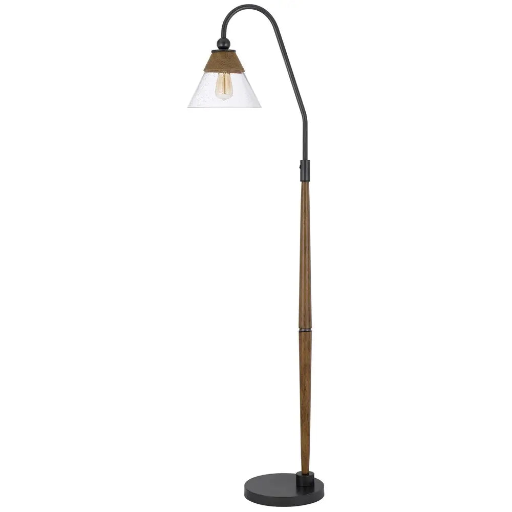 71" Brown Traditional Shaped Floor Lamp With Clear Transparent Glass Empire Shade HomeRoots