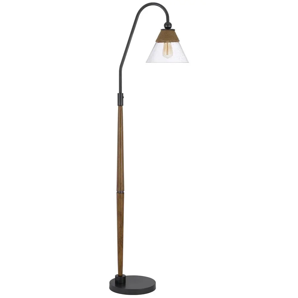 71" Brown Traditional Shaped Floor Lamp With Clear Transparent Glass Empire Shade HomeRoots