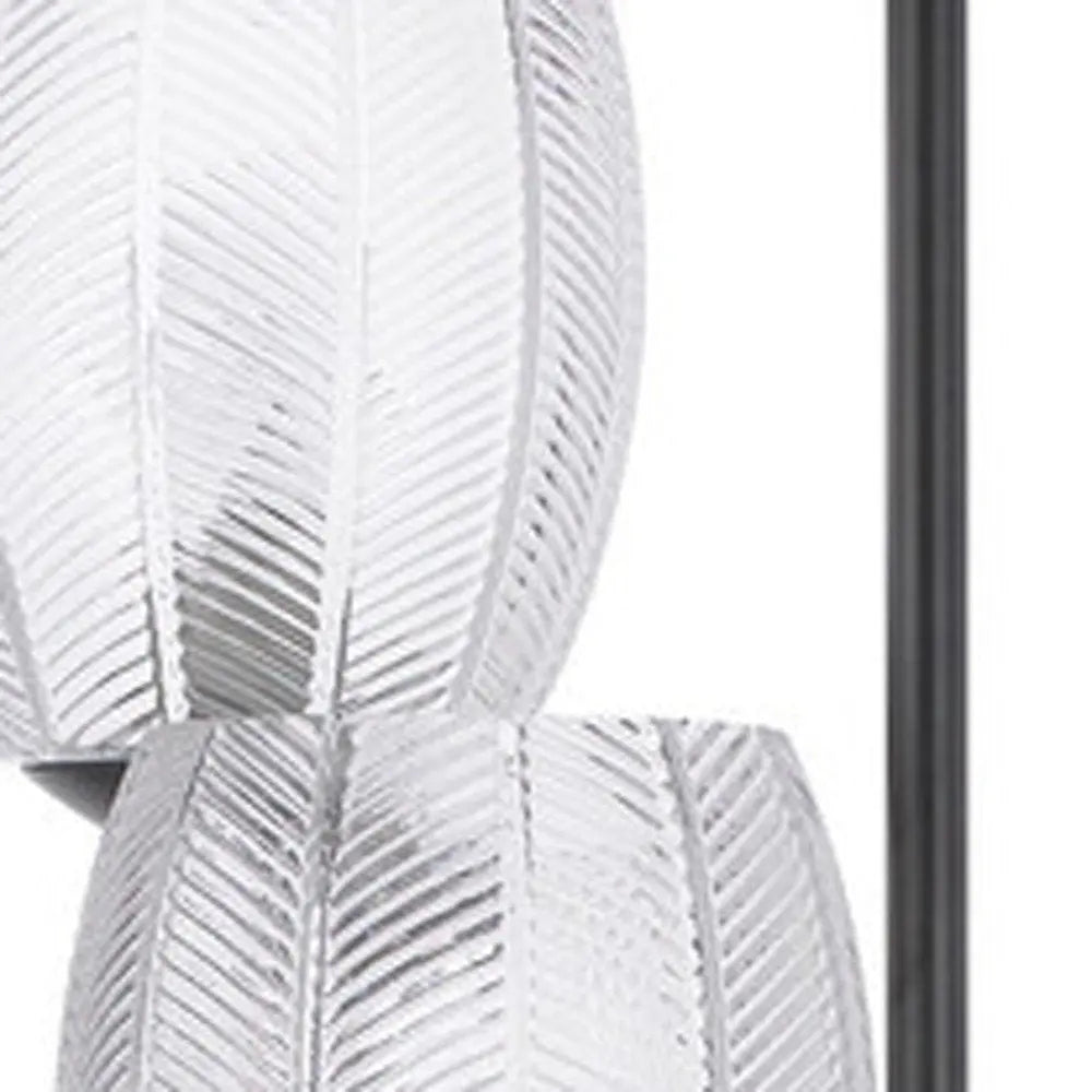 71" Black Three Light Traditional Shaped Floor Lamp With Clear Transparent Glass Novelty Shade HomeRoots