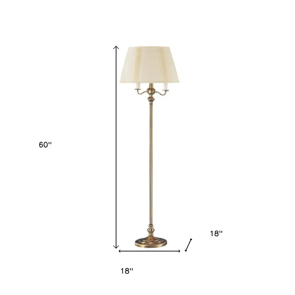 60" Bronze Four Light Traditional Shaped Floor Lamp With Beige Square Shade HomeRoots